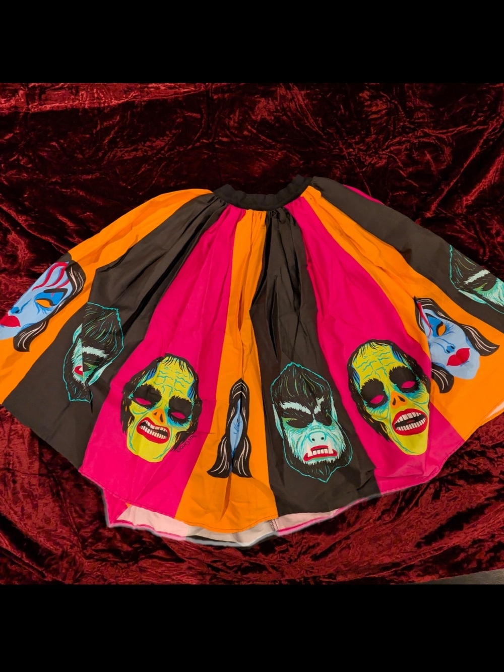 Vixen By Micheline Pitt Monster Mask Skirt In Pink Orange Black Ben Cooper